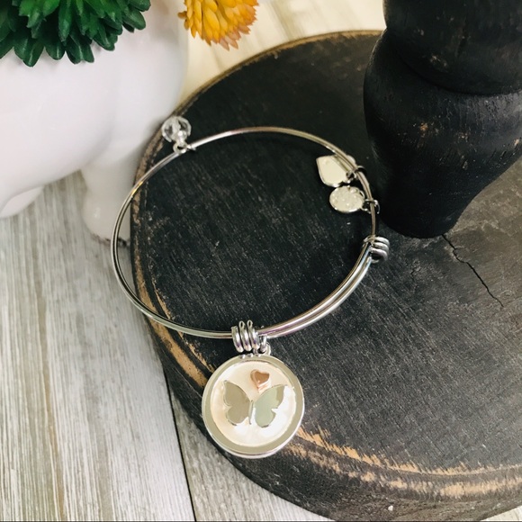 3/$15 Footnotes Butterfly Believe Charm Bangle - Picture 4 of 8